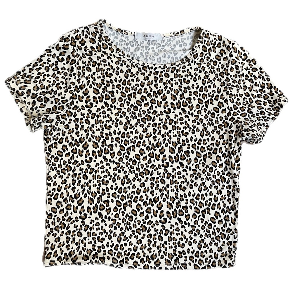 Gaze Animal Print Leopard Print Crop T Shirt Size S Small